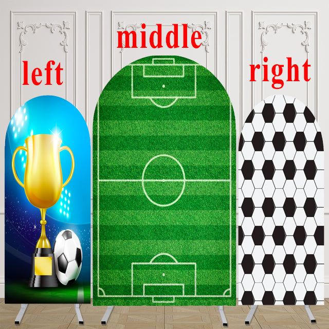 Customize Size Football Field Photo Background Soccer Birthday Party Cover Theme Arch Background Double Side Elastic Covers