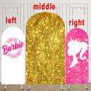 Customize Size Barbie Photo Background Pink Golden Girls Birthday Party Cover Theme Arch Background Double Side Elastic Covers