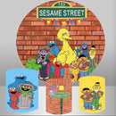Toile de fond ronde de rue de dessin animé personnalisée, couverture de plinthe cylindrique de fond de cercle de Photo de garçons d'anniversaire 