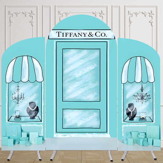 Customize Size Tiffany Store Photo Background Cover Arch Chiara Theme Background Double Side Elastic Covers