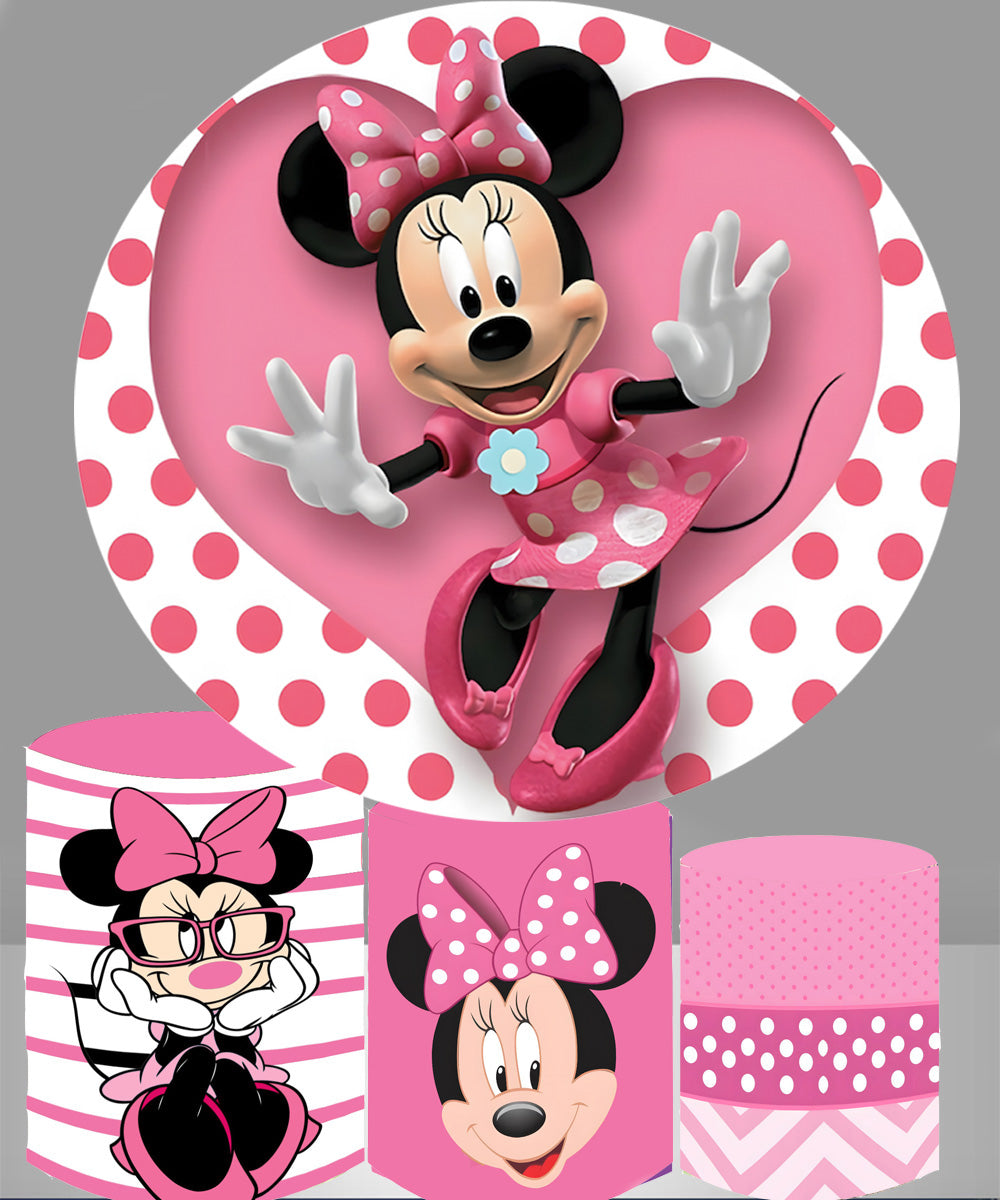 Custom Minnie Mouse Round Backdrop Cover for Girl
