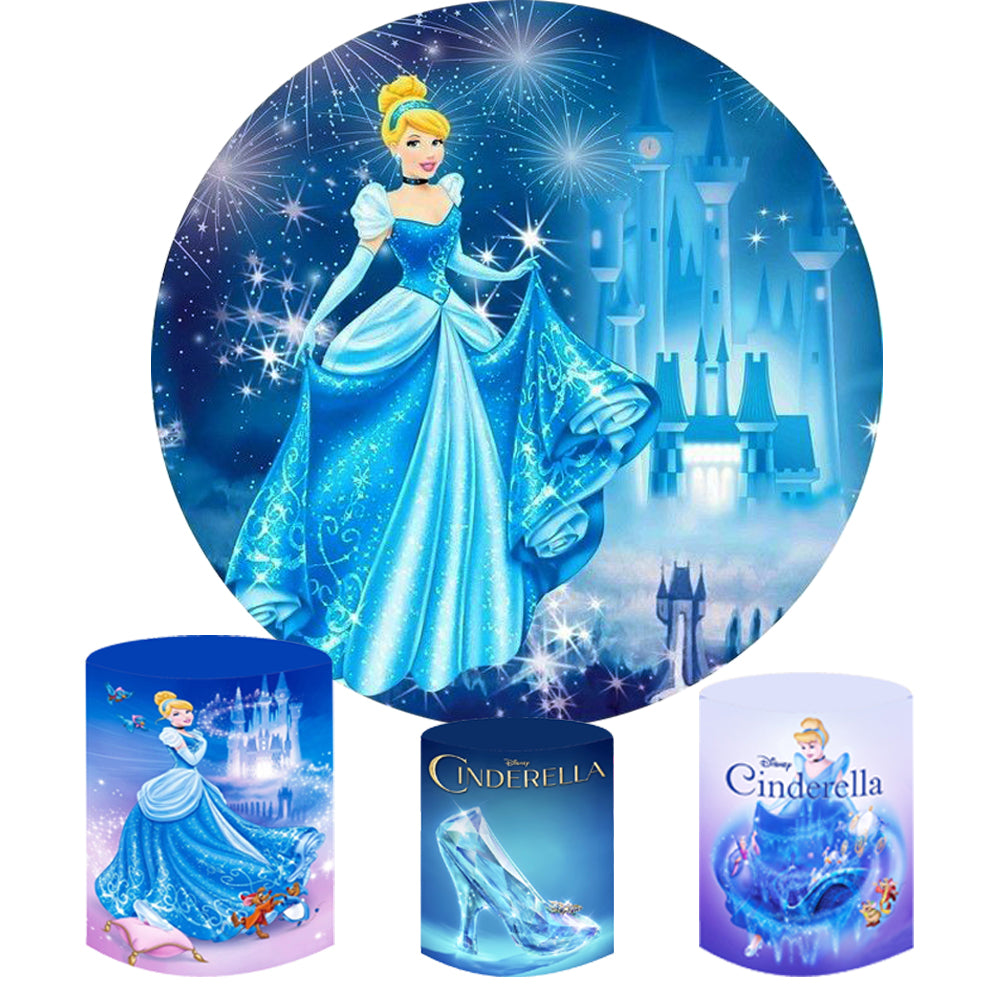 Custom Cinderella Round Backdrop Cover Princess Cylinder Plinth Covers
