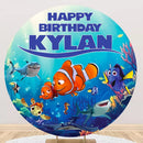 Customize Goldfish Round Backdrops Aquarium Ocean Under the sea Birthday Party Circle Background Covers