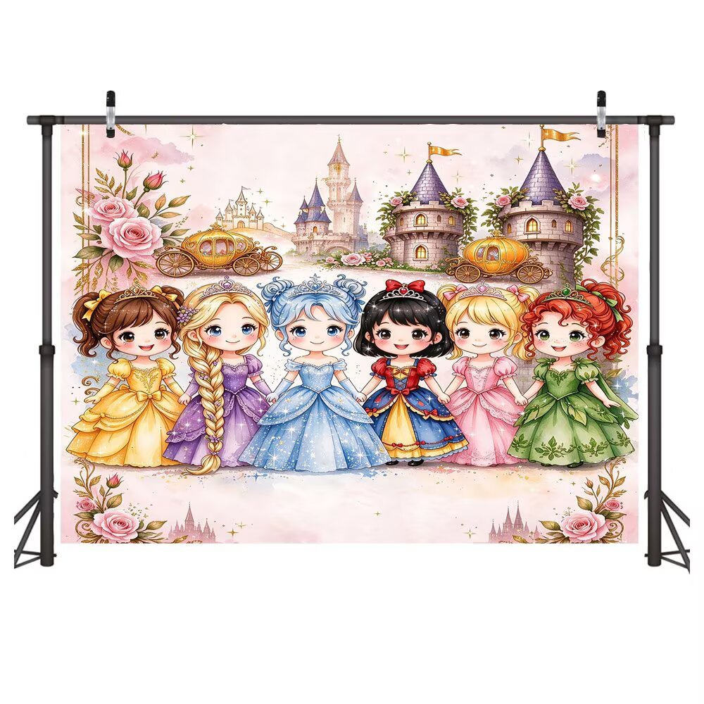 Custom Princess Photo Backdrop Banner for Girls