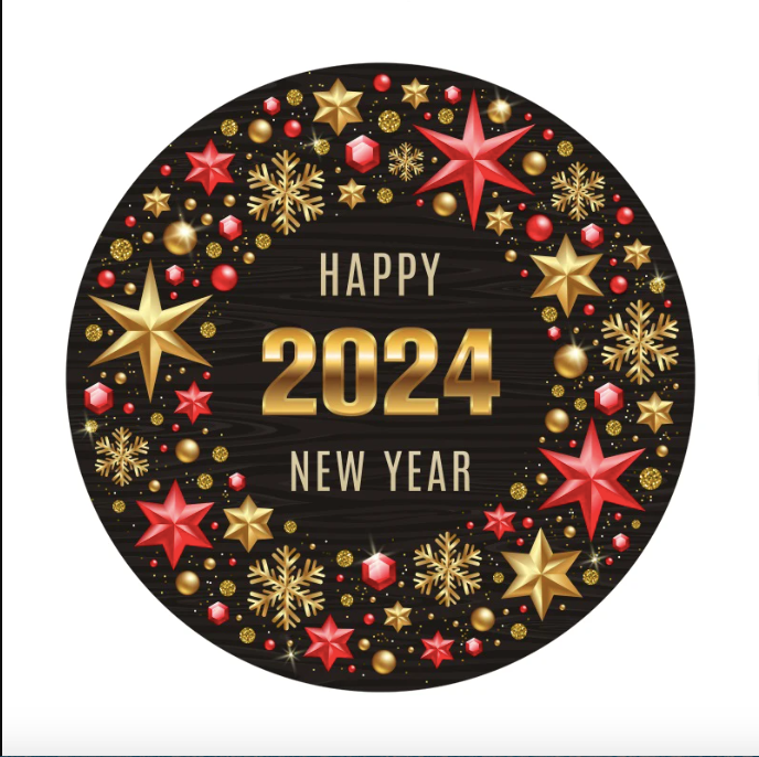 Customize Christmas Party Decor Round Backdrop Happy New Year of 2024 Glitter Star Gift Elastic Backdrop Cover Photo Studio