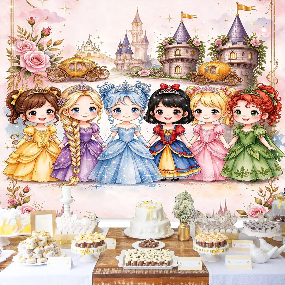 Custom Princess Photo Backdrop Banner for Girls