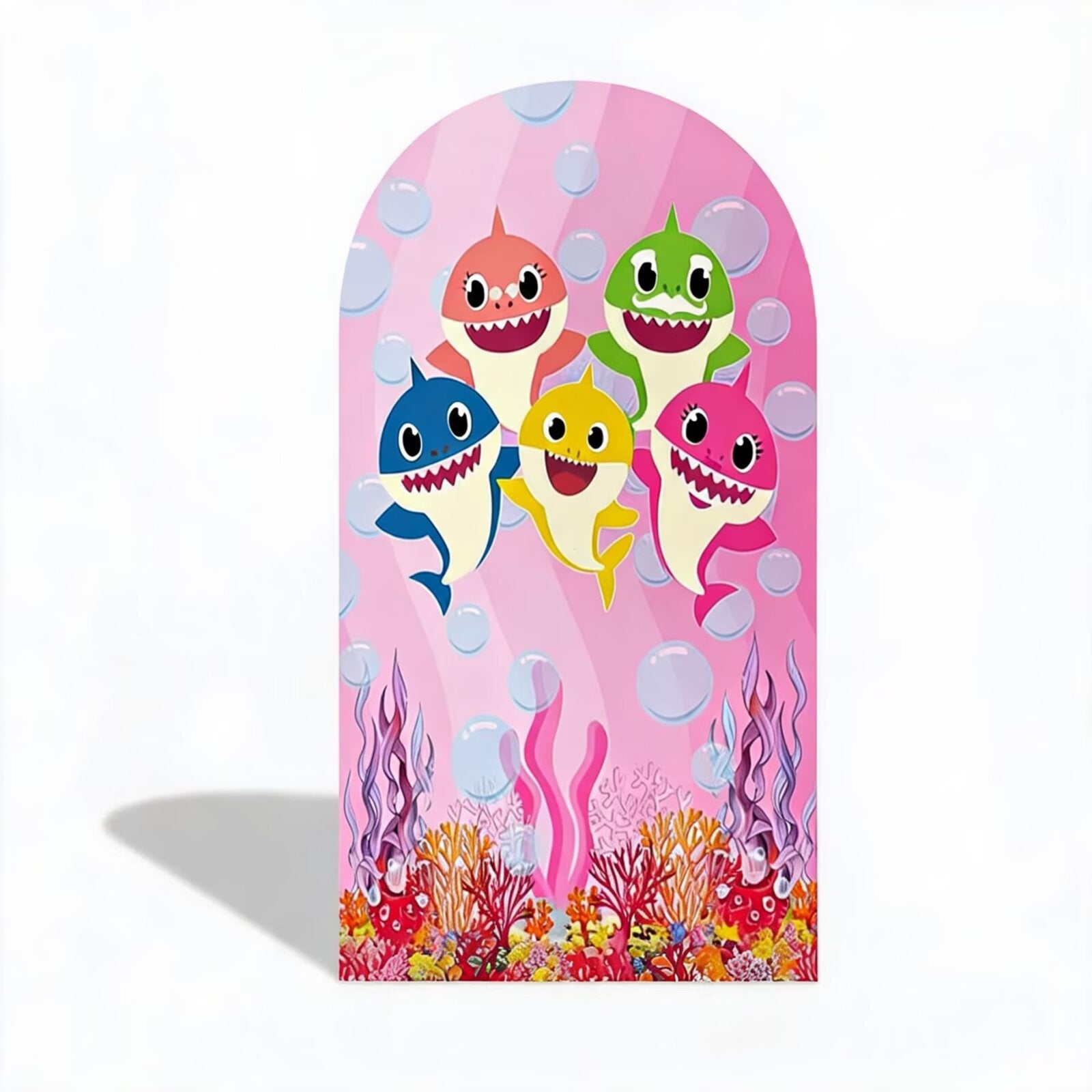 Custom Baby Shark Arch Backdrop Cover for Girl Double Sides Elastic Covers