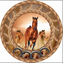 Personalizar Círculo de cumpleaños de caballo Fondo redondo Pared de ladrillo Fondo de fiesta de caballo Decoraciones de cumpleaños de vaquero occidental Cubiertas de pilar de zócalo cilíndrico 