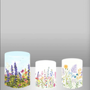 Customize Size Light Lavande Flower Baby 3 pieces Cylinder Plinth Covers