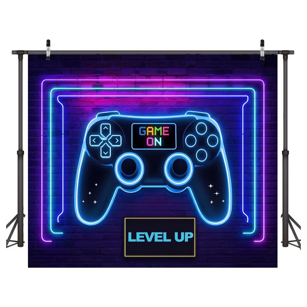 Custom Game On Level Up Photo Backdrop Banner