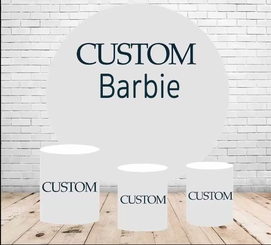 Customize Circle Backdrop Covers Theme Birthday Photo Round Background 3pcs Cylinder Plinth Covers