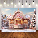 Photography Background Winter Christmas Candy Store House Snow Xmas Tree Kid Family Portrait Decor Backdrop Photo Studi