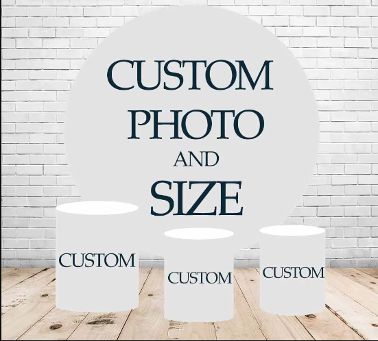Customize Circle Backdrop Covers Theme Birthday Photo Round Background 3pcs Cylinder Plinth Covers