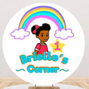 Customize Gracie’s Corner Birthday Round Backdrop Cartoon Rainbow Elastic Backdrop Cover Photo Studio