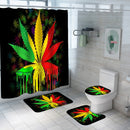 Maple Leaf Print Shower Curtain Set Bathroom Bathing Screen Anti-slip Toilet Lid Cover Carpet Rugs Home Decor