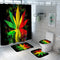 Maple Leaf Print Shower Curtain Set Bathroom Bathing Screen Anti-slip Toilet Lid Cover Carpet Rugs Home Decor