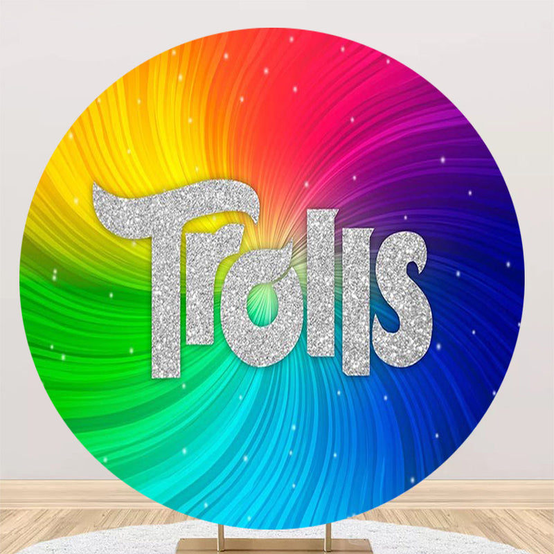 Trolls Round Backdrops Colorful Party Circle Background Kids Cake Party Table Banner Covers