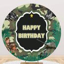 Army Sign Round Backdrops Fighter Tank Boy's Birthday Party Circle Background Boys Cake Party Table Banner Covers