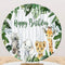 Animals Round Backdrops Jungle Safari Birthday Party Circle Background Elephant Giraffe Cake Party Table Banner Covers