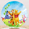 Winnie the Pooh Round Party Backdrops Kids Birthday Photography Background Elastic Studio Baby Shower Birthday Party Decors