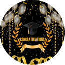 Graduation Round Backdrops School Graduate Balloons Black Golden Party Circle Background Cake Party Table Banner Covers