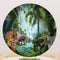 Animals Zoo Round Backdrops Jungle Safari Tiger Party Circle Background Elephant Zebra Kids Cake Party Table Banner Covers