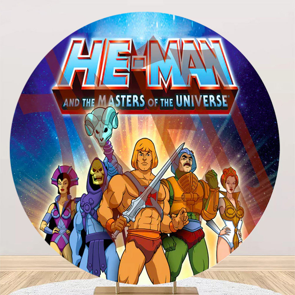 He Man Round Backdrops Kids Birthday Party He-Man Circle Background Bi ...