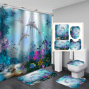 Mermaid Print 3D Shower Curtain Waterproof Polyester Bathroom Curtain Ocean Shake