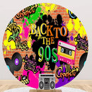 Back to the 90s Round Backdrops 90s Party Circle Background Birthday Covers