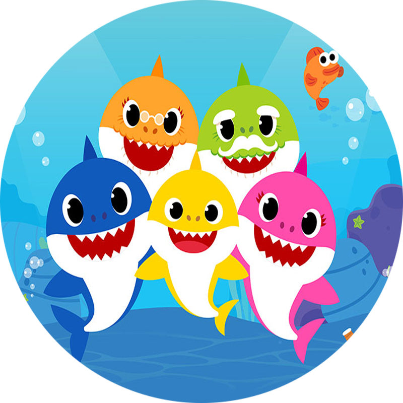 Aquarium Seas and Oceans Round Backdrop Fish Kids Birthday Party Circle Background Table Banner Covers