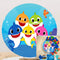 Aquarium Seas and Oceans Round Backdrop Shark Baby Kids Birthday Party Circle Background Table Banner Covers