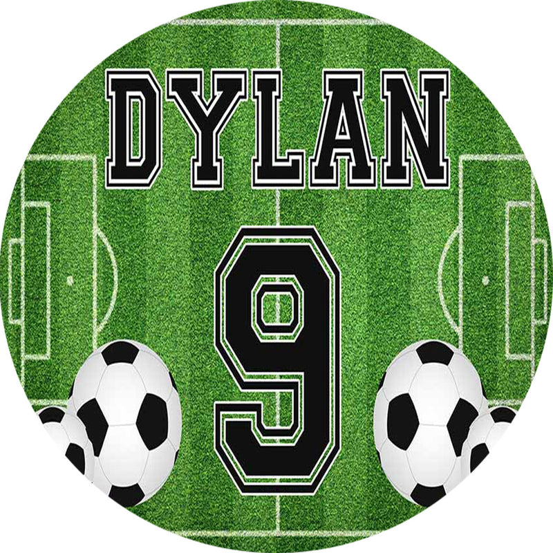 Personalize Photography Background Soccer Round Football Kids Boys Birthday Baby Shower Party Elastic Cover Photo Backdrop Studio