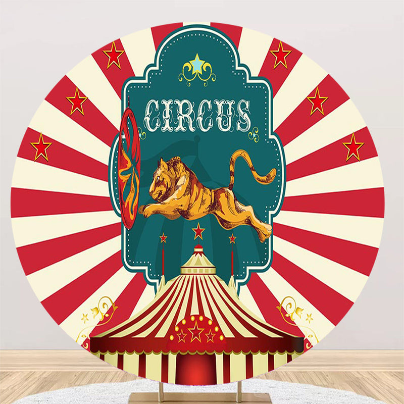 Circus Round Backdrop Tiger Boys Birthday Circle Background Baby Shower Photo Studio Decor Cylinder Plinth Covers