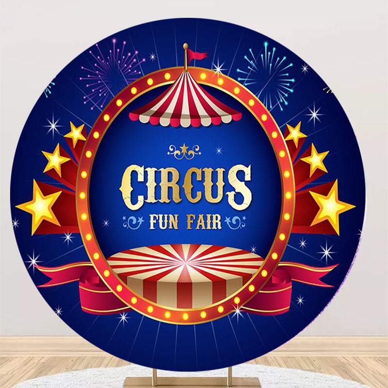 Circus Photography Background Baby Shower Round Boys