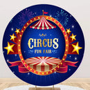 Navy Blue Circus Round Backdrop Child Birthday Circle Background Happy Birthday Photo Studio Decor Cylinder Plinth Covers