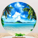 Summer Ocean Round Backdrop Tropical Hawaii Luau Party Decor Circle Cake Table Background