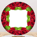 Custom Name Red Rose Round Backdrop Flowers Women Party Decor Circle Cake Table Background