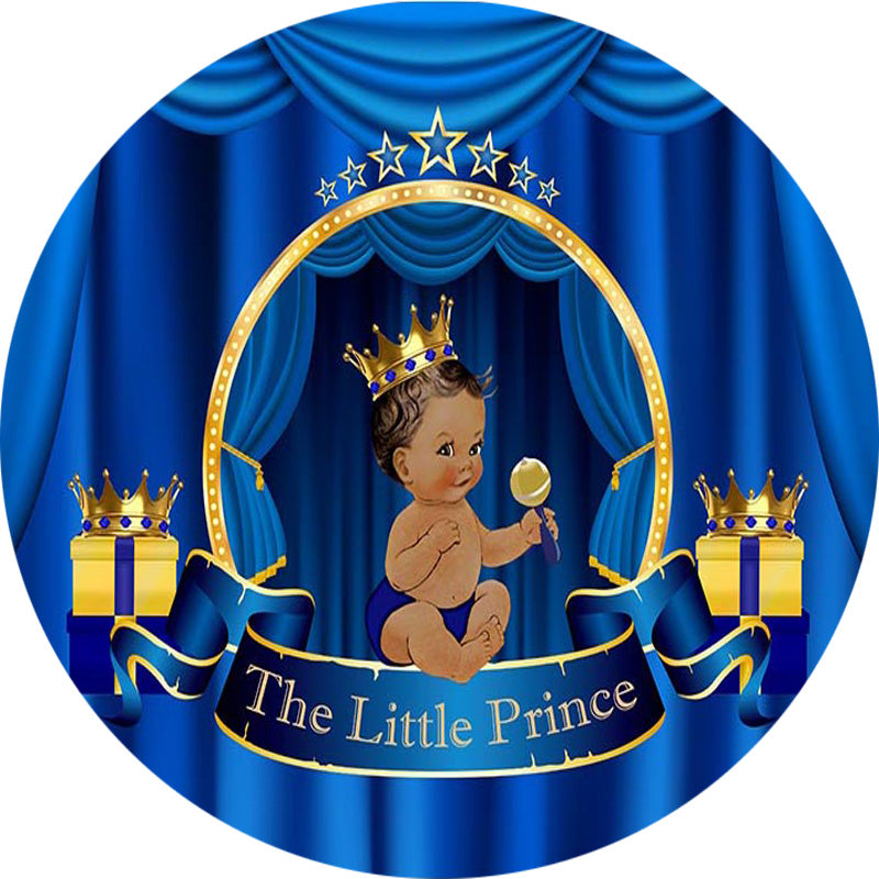 Customize Royal Blue Round Backdrop The Little Prince Boys Baby Shower Birthday Party Decor Circle Cake Table Background