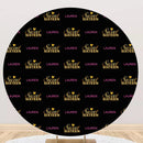 Customize Name Sweet 16th Birthday Round Backdrop Gold Black Girls Birthday Party Decor Circle Cake Table Background