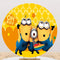 Minions Round Backdrop Cartoon Boys or Girls Birthday Party Decor Circle Cake Table Background