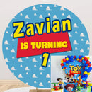 Personalized Name Toy Story Birthday Round Backdrop Boys 1st 2nd 3rd Birthday Party Decor Cake Table Background