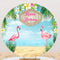 Flaming Round Backdrops Tropical Pink Flamingo Party Circle Background Monstera Leaf Girls Birthday Cake Table Banner Covers