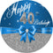 Custom 40th Birthday Round Backdrops Blue Silver Women Birthday Party Circle Background Birthday Cake Table Banner Covers