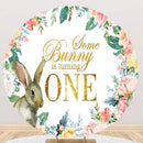 Personalize Bunny Round Backdrops Flowers Girls Birthday Party Circle Background Birthday Cake Table Banner Covers