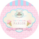 Personalize Ice Cream Round Backdrops Pink Girls Birthday Party Circle Background Cake Table Banner Covers