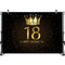 18th Birthday Adult Party Photo Background Gold Crown Gem Little Dots Black Photo Background