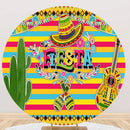 Fiesta Round Backdrops Kids Birthday Party Circle Background Celebration Carnival Cake Table Banner Covers