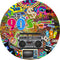 90s Disco Round Backdrops Music Party Stage Birthday Party Circle Background Cake Table Banner Covers