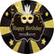 Happy Birthday Round Backdrops Black Golden Birthday Party Circle Background Cake Table Banner Covers