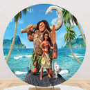 Moana Maui Round Backdrops Ocean Tropical Girls Boys Birthday Circle Background Waialiki Maui Cake Party Table Banner Covers